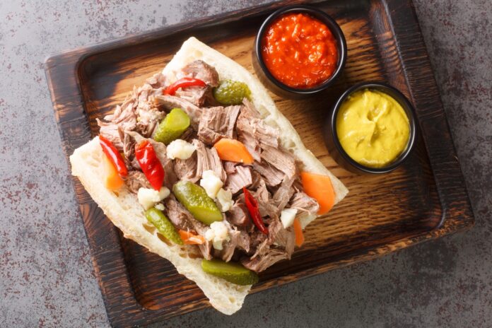 Delicious,Chicago,Italian,Beef,Sandwich,With,Slow,Cooked,Beef,And