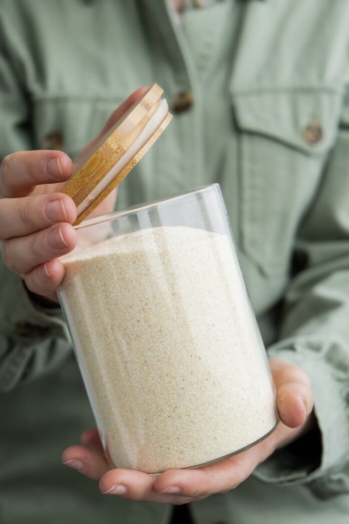 Cake flour in glass jar